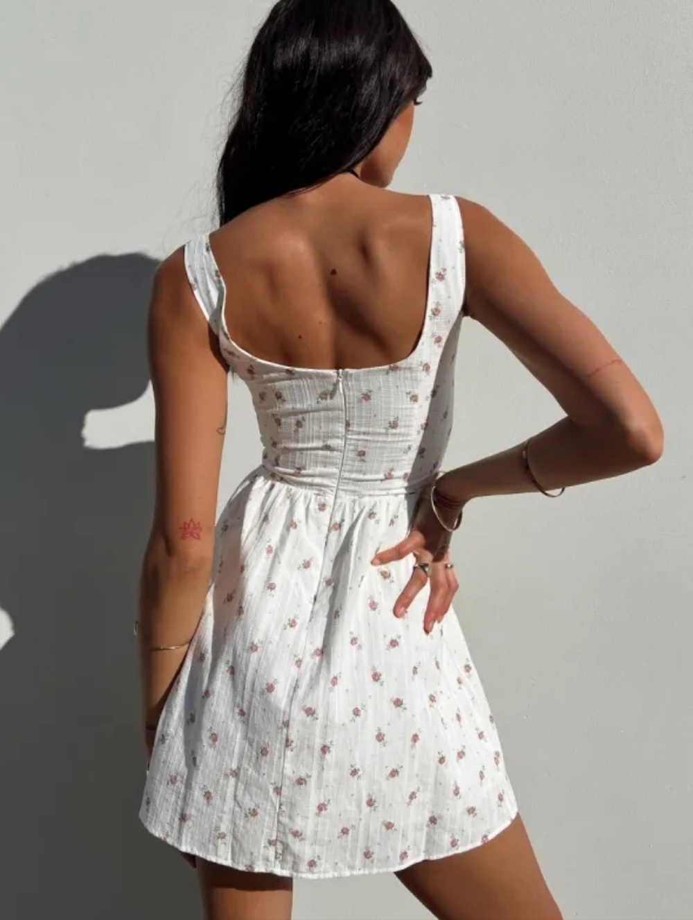 Princess Polly Samana Mini Dress White Curve Square Neck Cotton Floral- 14 - Picture 3 of 15